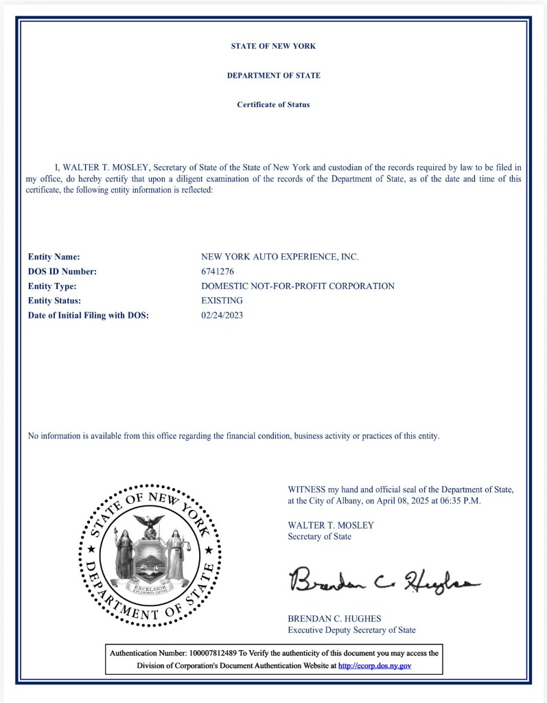 NYS Certificate of Status
